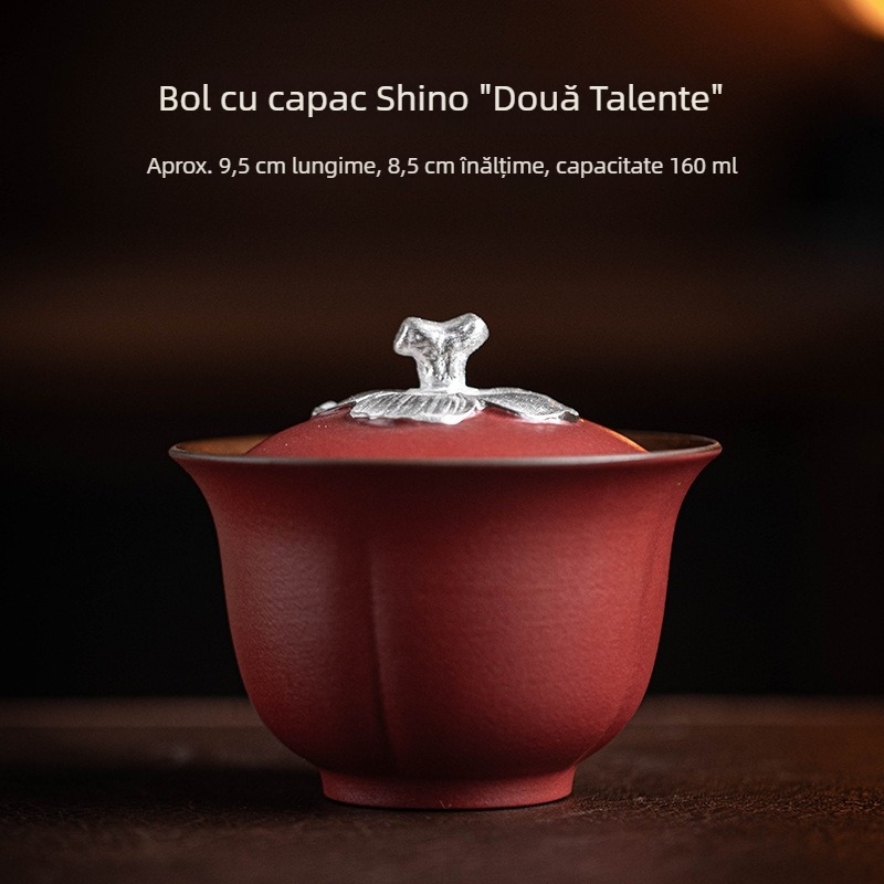 Vas ceramic cu capac Shino – stil retro pentru ceai Gongfu