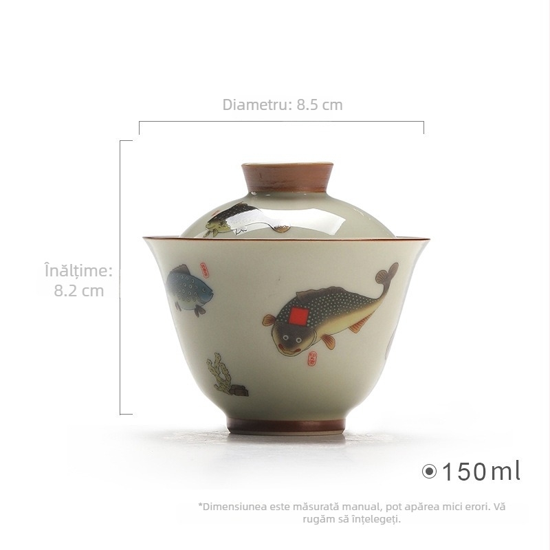 Set de ceai gaiwan cu capac, ceramică cu glazură celadon, accesorii pentru ceremonia Gongfu, în cutie cadou