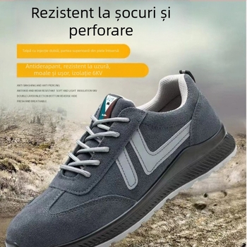 Pantofi de protecție izolați pentru sudură, cu vârf din oțel, anti-perforație și anti-șoc, piele nubuk de vițel, anti-statice, anti-derapare, protecție la scântei și arsuri