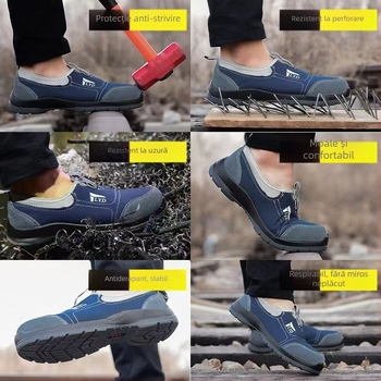 Pantofi de protecție anti‑statice pentru bărbați, vară, ultra-ușori, rezistenți la lovire și perforare, durabili, antiderapante, respirabili, cu garnitură de plasă, stil modern