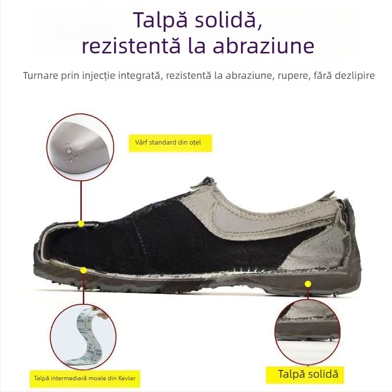Pantofi de protecție anti‑statice pentru bărbați, vară, ultra-ușori, rezistenți la lovire și perforare, durabili, antiderapante, respirabili, cu garnitură de plasă, stil modern