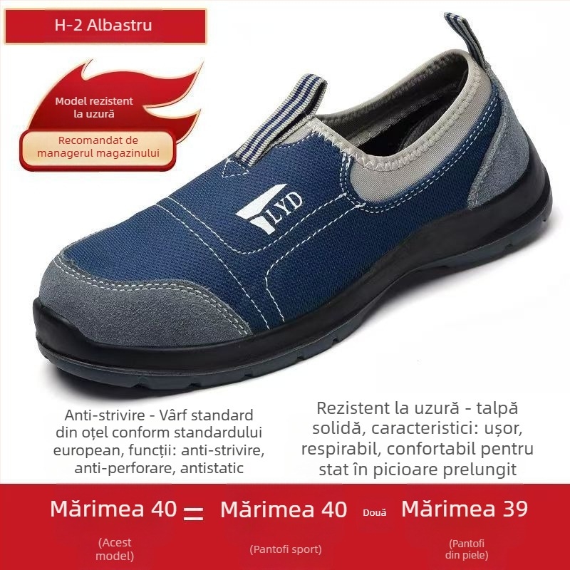 Pantofi de protecție anti‑statice pentru bărbați, vară, ultra-ușori, rezistenți la lovire și perforare, durabili, antiderapante, respirabili, cu garnitură de plasă, stil modern