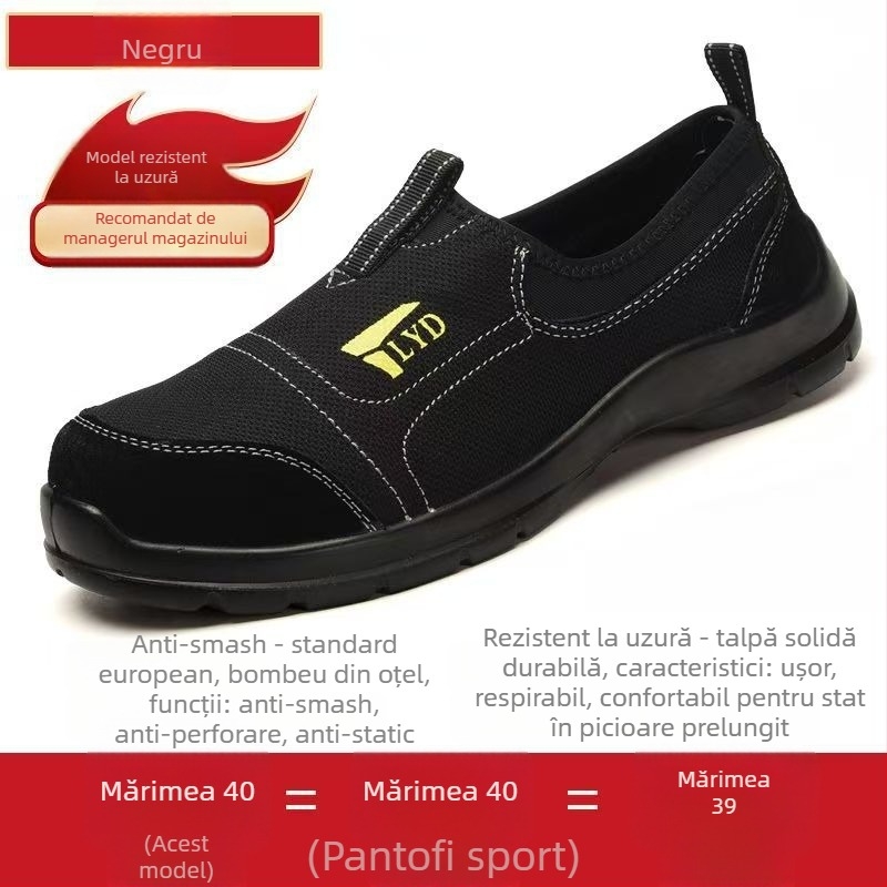 Pantofi de protecție anti‑statice pentru bărbați, vară, ultra-ușori, rezistenți la lovire și perforare, durabili, antiderapante, respirabili, cu garnitură de plasă, stil modern