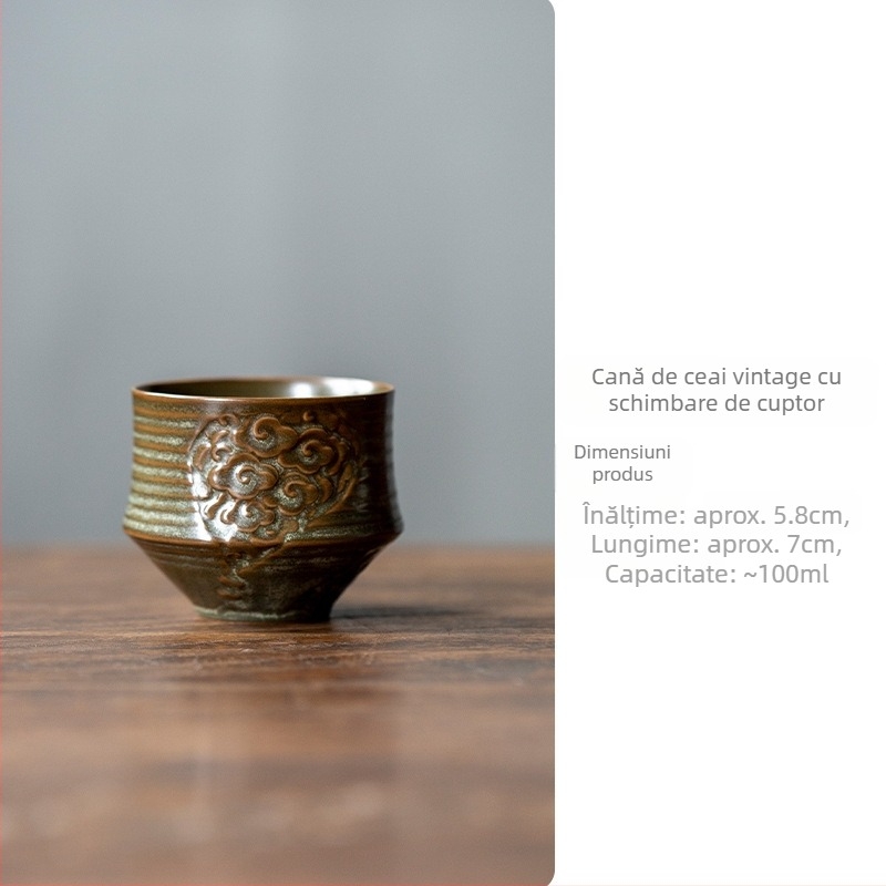 Set Gongfu de ceai, stil japonez retro, căni ceramice pentru degustare, ceașcă mare unică