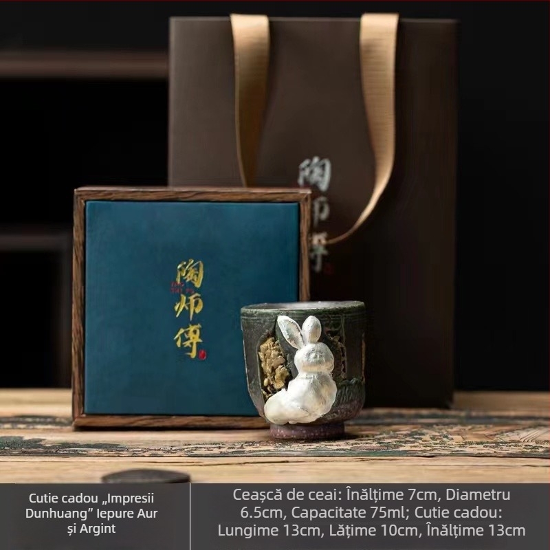 ceașcă de ceai lucrată manual, ceașcă individuală, cadou pentru Anul Iepurelui, set Kung Fu pentru ceai, ceașcă de ceai vintage