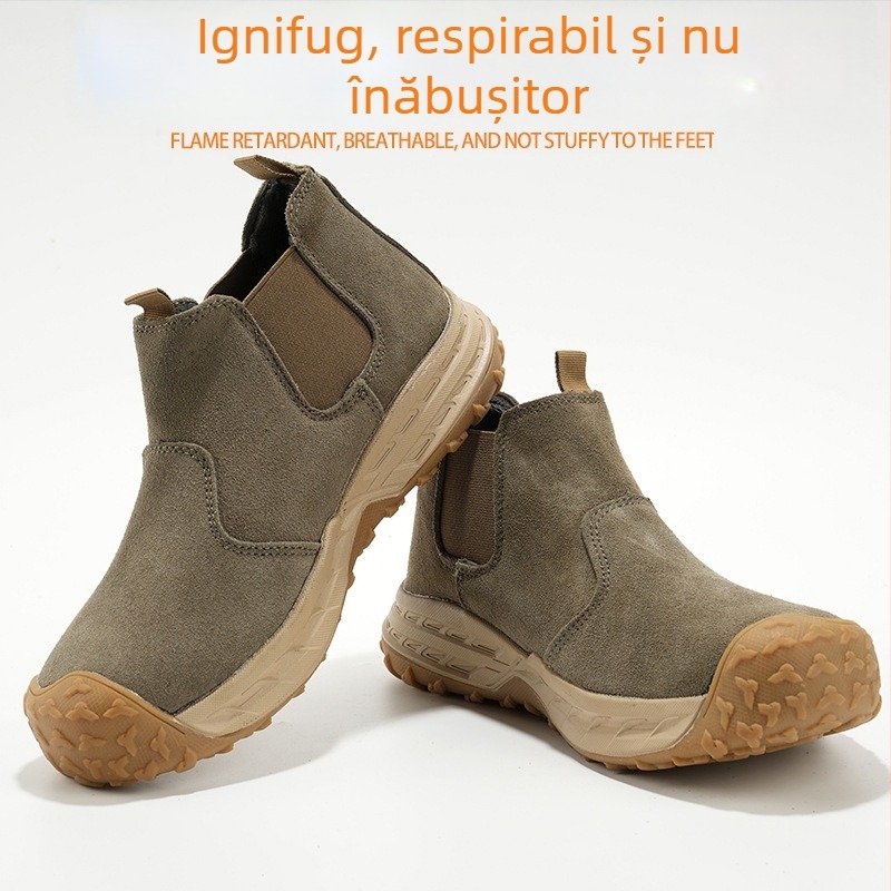 Pantofi de siguranță pentru bărbați, izolați, cu vârf din oțel — anti-derapare, anti-puncție, rezistenți la uzură, încălțăminte de lucru pentru electricieni, cu partea superioară din velur
