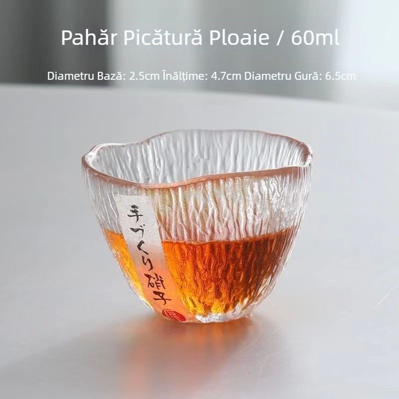 Pahar de ceai din sticlă, stil japonez, pentru uz casnic — ceașcă mică, design picătură de ploaie, set de pregătire și servire a ceaiului