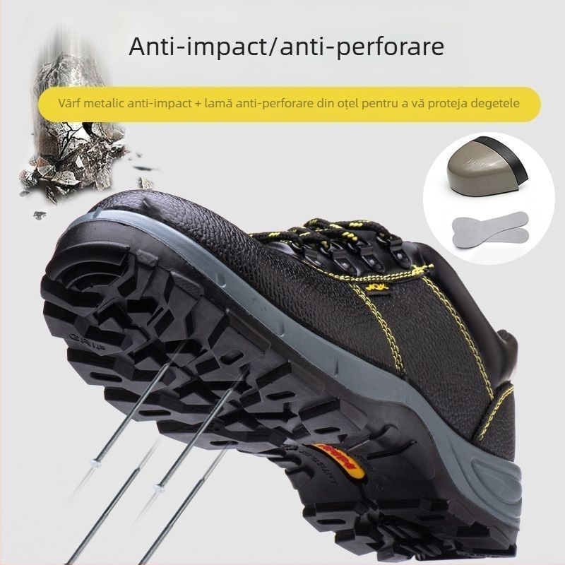 Pantofi de siguranță patru anotimpuri – protecție la praf, anti-șoc, anti-perforație, vârf din oțel, ușori și durabili pentru ateliere și șantiere