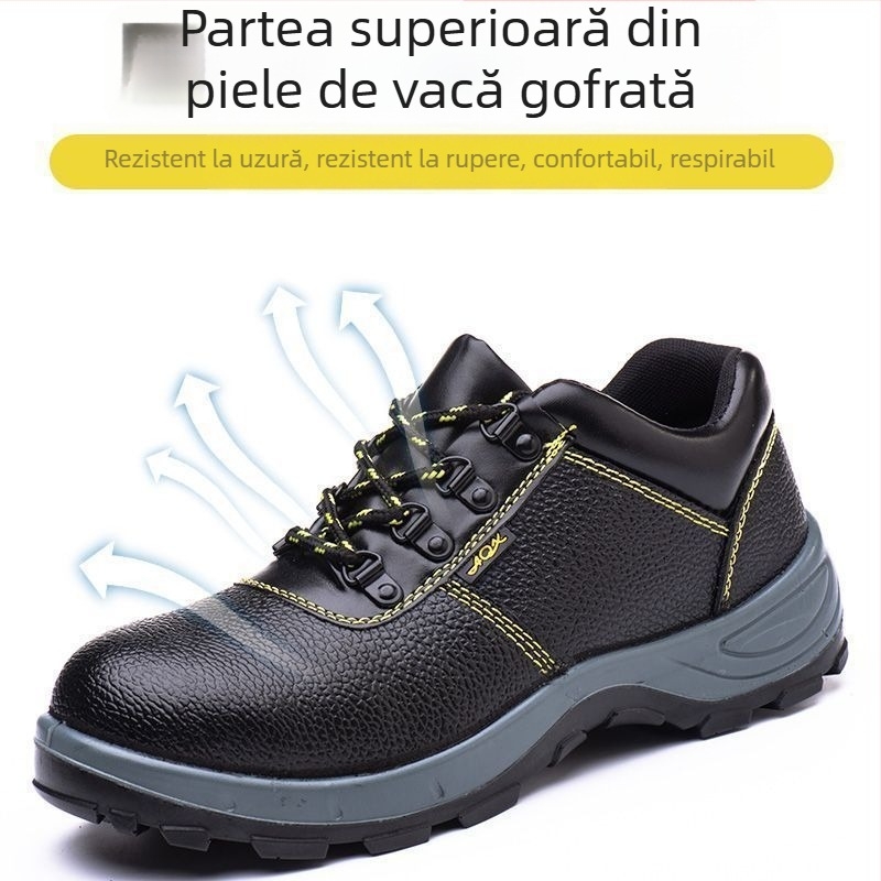 Pantofi de siguranță patru anotimpuri – protecție la praf, anti-șoc, anti-perforație, vârf din oțel, ușori și durabili pentru ateliere și șantiere