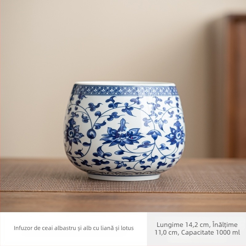 Set ceramic de ceai cu ceainic, cană de apă, cenușar și găleată pentru apă uzată – stil simplu, modern