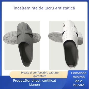 Pantofi de lucru cu patru găuri pentru șireturi, anti-statice, antiderapante, rezistenți la abraziune, cu toc, moi și confortabili, încălțăminte de atelier fără praf