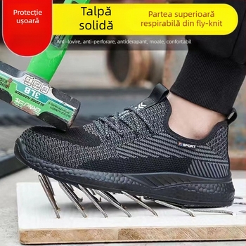 Pantofi de protecție pentru muncă, vară, ultraușori, vârf din oțel, anti-perforație, antișoc, respirabili, antiderapant