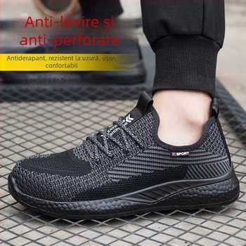 Pantofi de protecție pentru muncă, vară, ultraușori, vârf din oțel, anti-perforație, antișoc, respirabili, antiderapant