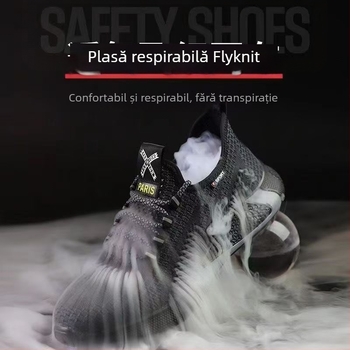 Pantofi de protecție pentru muncă, vară, ultraușori, vârf din oțel, anti-perforație, antișoc, respirabili, antiderapant