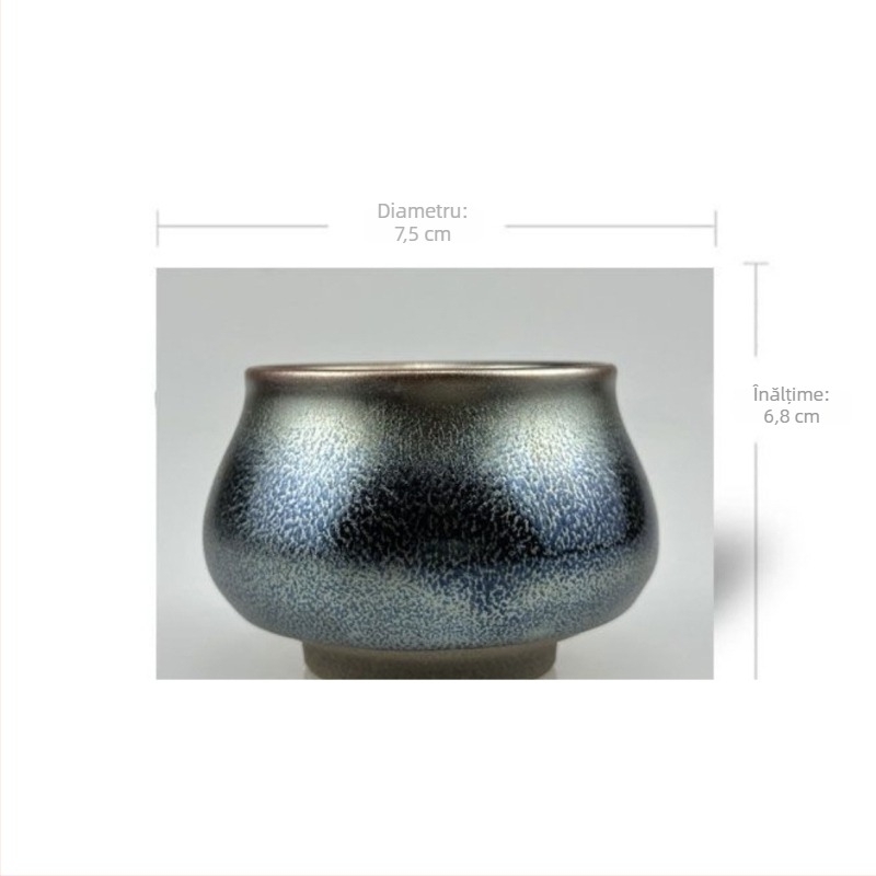 Ceai Blue Kirin Jianzhan, ceașcă de ceai cu formă Buddha Belly, ceramică Jianyang din Fujian, manufactură manuală, capacitate mare
