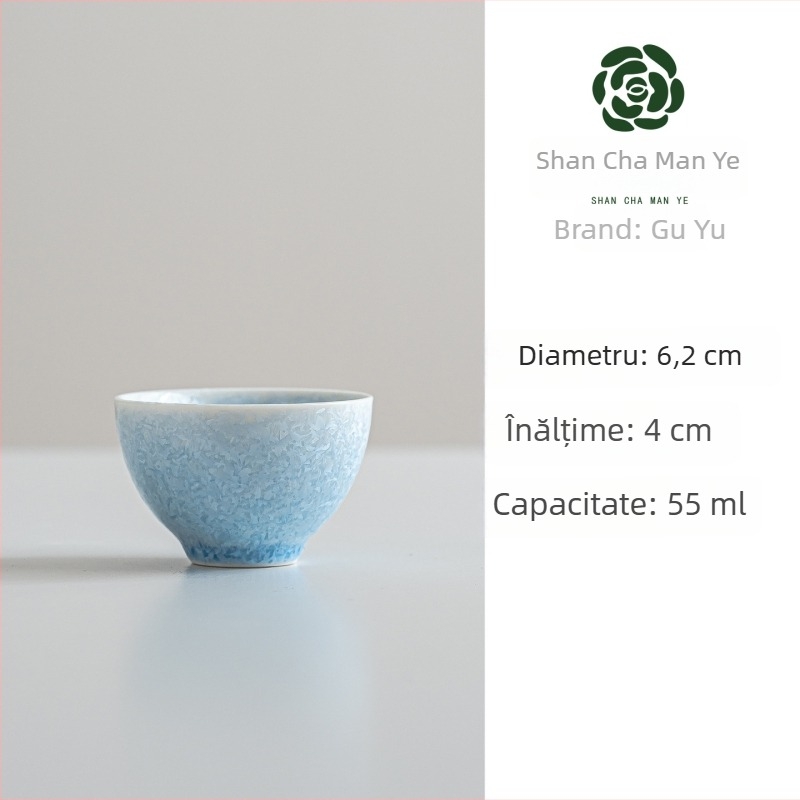 Ceașcă de ceai ceramică cu glazură cristalizată la cuptor, pentru uz personal, capacitate mică