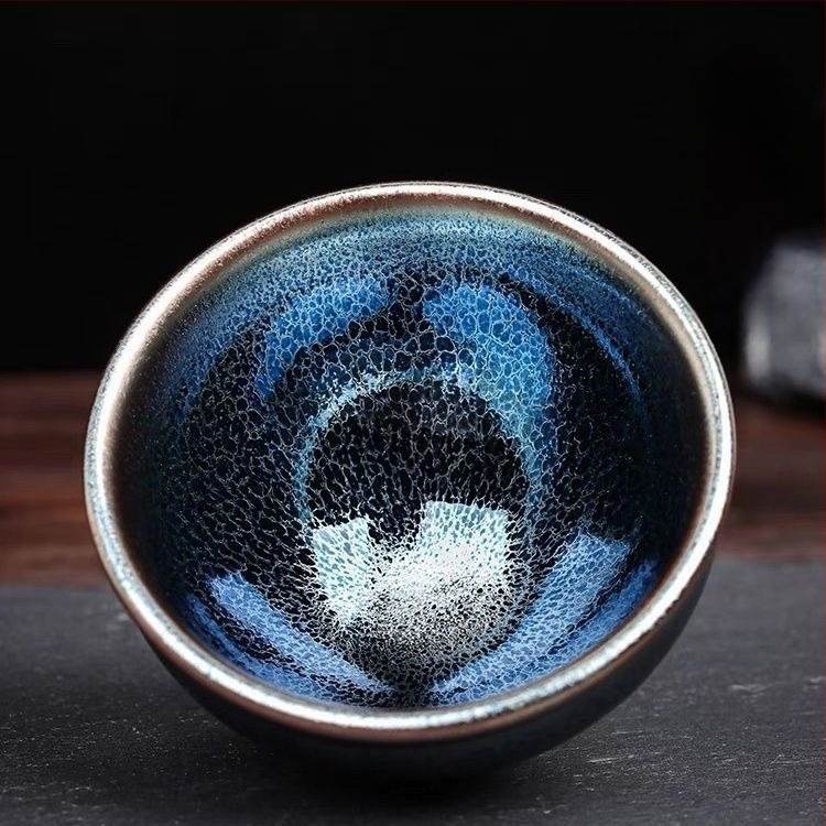 Cească de ceai albastră Tianmu, ceramică glazurată la cuptor, pentru uz casnic, set Kung Fu de ceai, cadou premium pentru tată