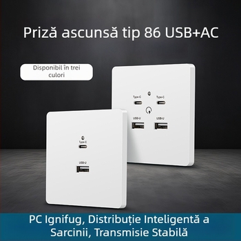 Panou priză Type-C cu încărcare rapidă, lângă pat, USB 20W pentru Android și iPhone