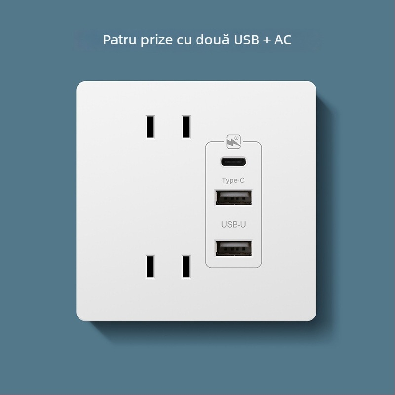 Panou priză Type-C cu încărcare rapidă, lângă pat, USB 20W pentru Android și iPhone