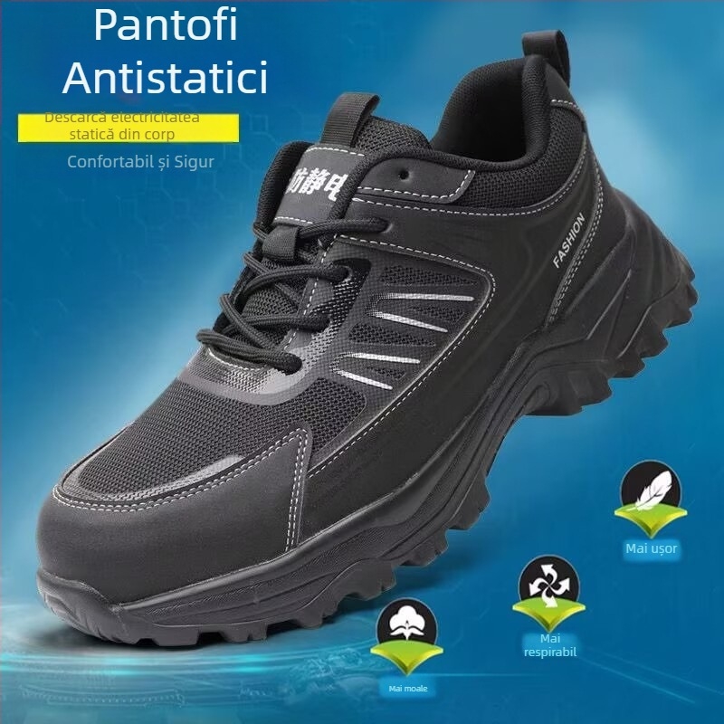 Pantofi de siguranță ușori pentru bărbați, cu vârf din oțel, talpă izolată 10KVEVA, protecție la zdrobire și perforare