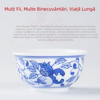 Ceașcă de ceai din porțelan pictat manual, albastru și alb, mică, pentru uz casnic