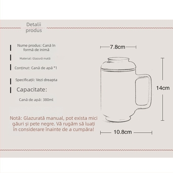 ceașcă de ceai din porțelan alb cu glazură mată, stil modern minimalist, formă concentrică, capacitate mare