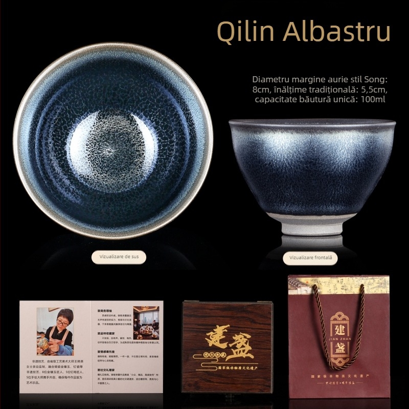 Ceașcă de ceai Jian ware albastru Qilin, retro, pentru bărbați, uz personal, de înaltă calitate