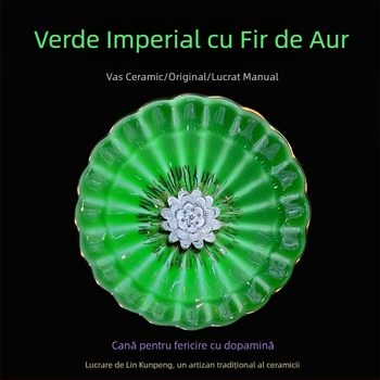 Cească Gongfu pentru ceai, cu decor auriu, pentru uz casnic, stil chinezesc, cu motiv lotus și paun, ceașcă mare de degustare