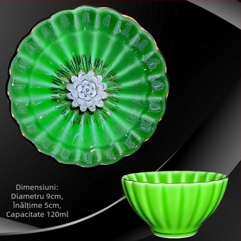 Cească Gongfu pentru ceai, cu decor auriu, pentru uz casnic, stil chinezesc, cu motiv lotus și paun, ceașcă mare de degustare