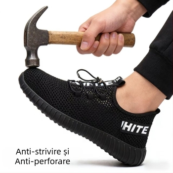 Pantofi de protecție pentru bărbați, vară, din plasă respirabilă, protecție împotriva loviturilor și înțepărilor, ușori și confortabili