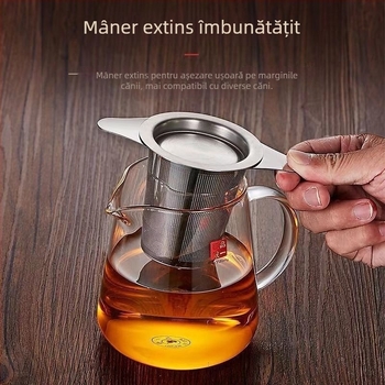 Filtru de ceai din oțel inoxidabil 304 pentru uz casnic, infuzor conic cu două mânere, separator de frunze de ceai, ușor de curățat
