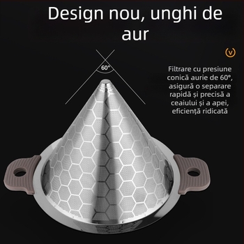 Filtru de ceai din oțel inoxidabil 304 pentru ceai cu lapte, cu mânere duble, filtru cu plasă ultra-fină, capacitate mare