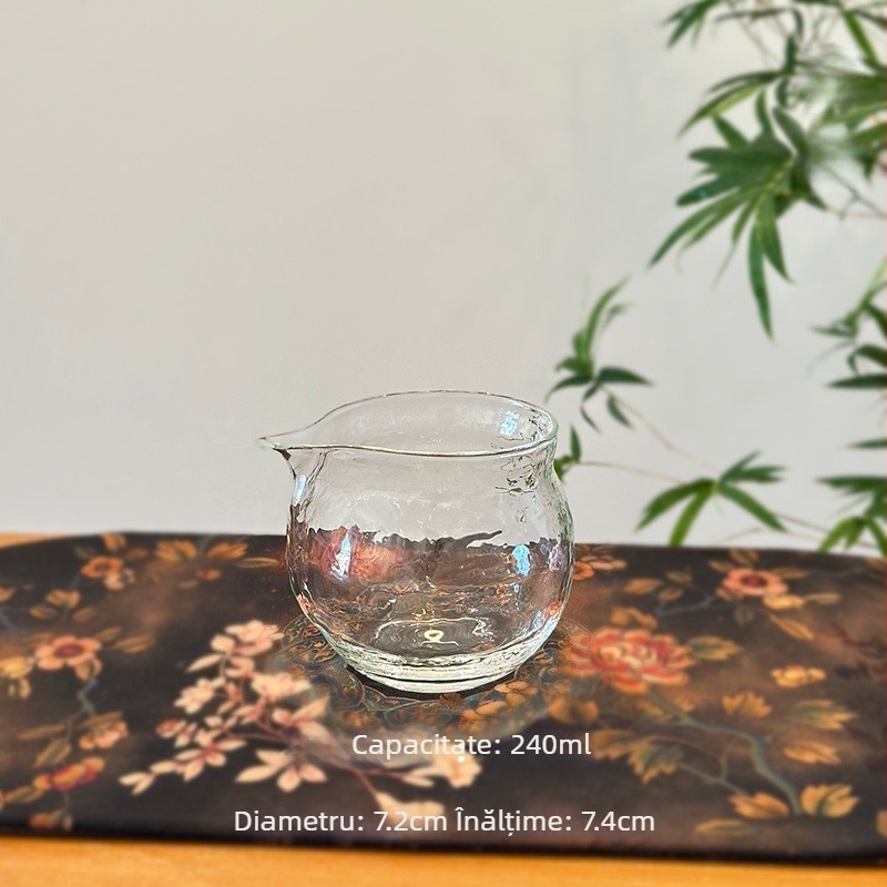 Cana de servire pentru ceai, transparentă, din sticlă borosilicată, fără mâner, rezistentă la temperaturi înalte