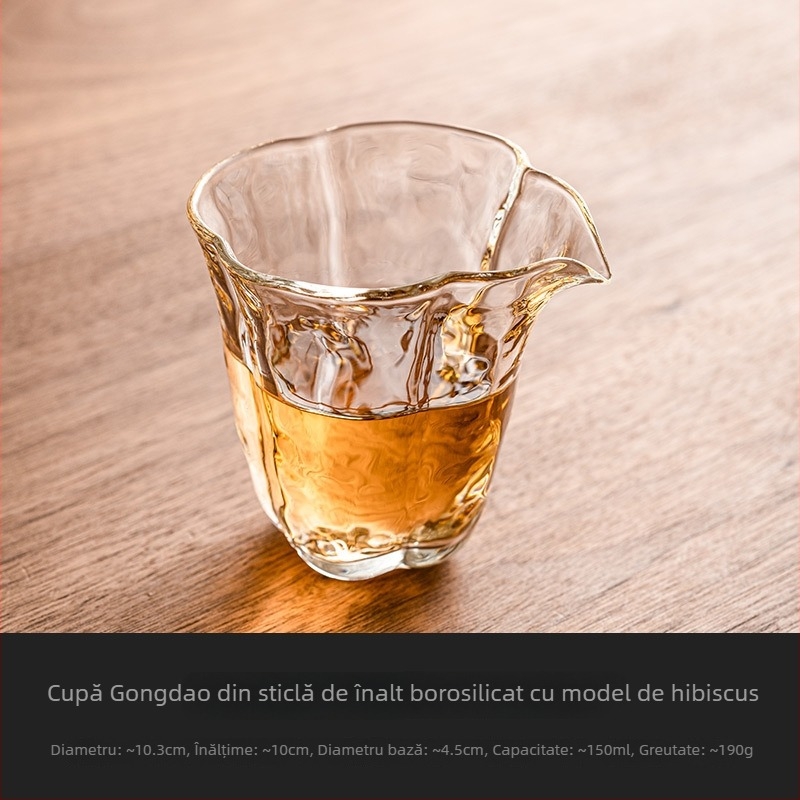 Set de ceai transparent cu floare Begonia, din sticlă borosilikat de înaltă calitate, rezistent la temperaturi înalte, include cană pentru distribuirea ceaiului, tavă de ceai și divizor de ceai