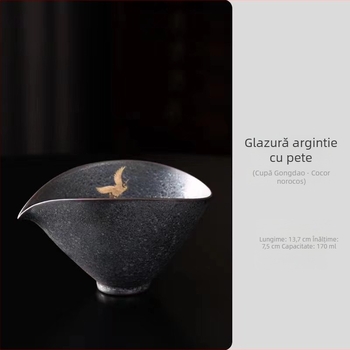 Set Gongfu de ceai ceramic în stil japonez retro, cu ceașcă Eagle-Beak pentru distribuția uniformă a ceaiului, cu tava de servire ceai