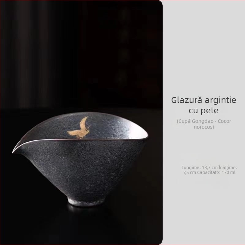 Set Gongfu de ceai ceramic în stil japonez retro, cu ceașcă Eagle-Beak pentru distribuția uniformă a ceaiului, cu tava de servire ceai
