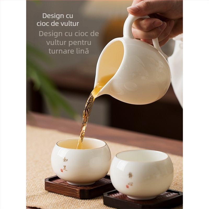 Yipinqiantang cupă Gongdao din porțelan pentru uz casnic, set de ceai alb mare în stil japonez, ustensile Gongfu cu divizor de ceai