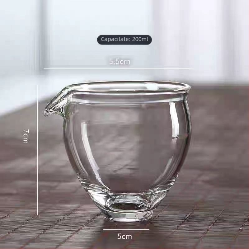 Ceainic de servire din sticlă borosilicat de înaltă transparență, cu ceașcă în formă de pasăre și ceșcuță cu cioc de vultur