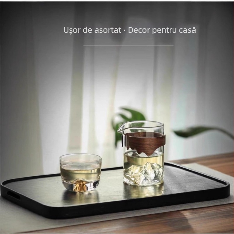 Ceșuță de ceai din sticlă cu separator pentru ceai Gongfu, set de ceai din sticlă borosilicat, stil modern minimalist