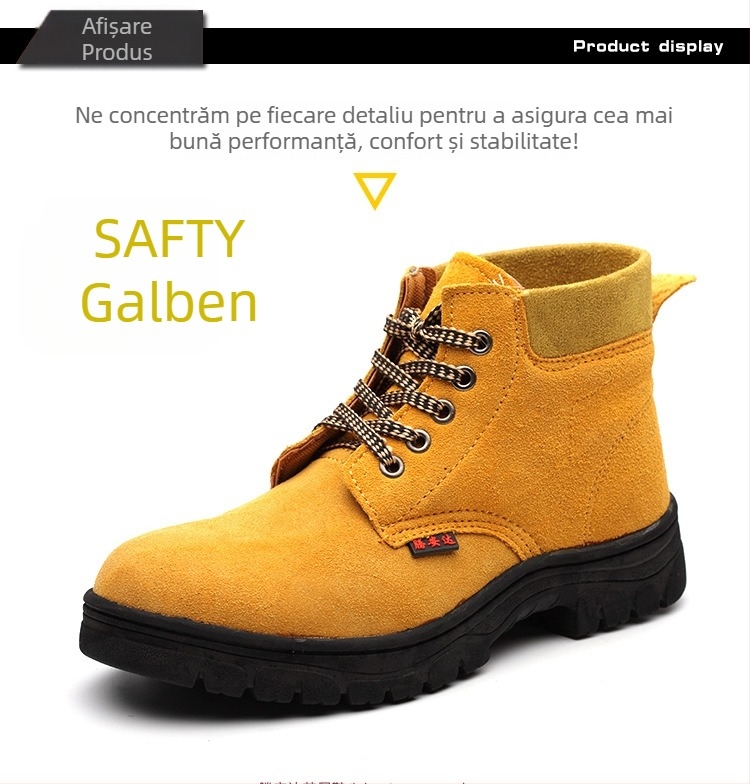 Pantofi de lucru izolați, încălțăminte de protecție din piele, înalți, anti-șoc și anti-perforație, încălțăminte din piele de vițel, protecție și căldură pentru primăvară-vară