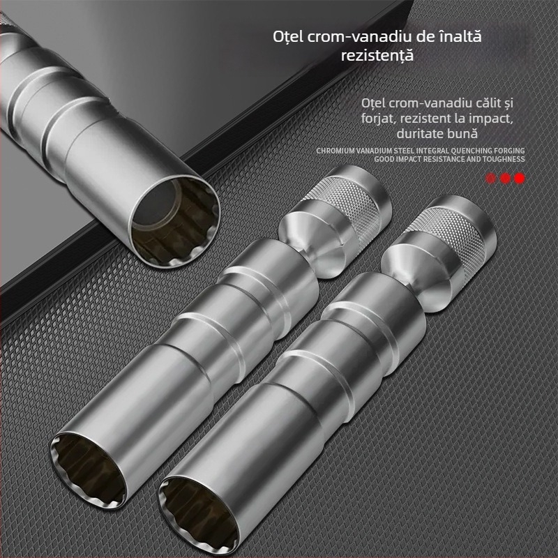 Cheie magnetică universală pentru soclul bujiilor, 14–16 mm, ultra-subțire, demontare și montaj