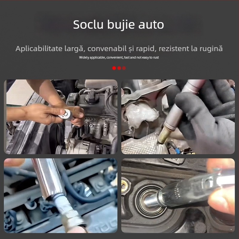 Cheie magnetică universală pentru soclul bujiilor, 14–16 mm, ultra-subțire, demontare și montaj