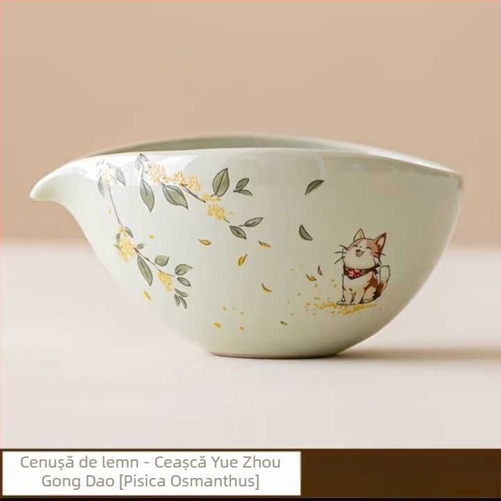 Divizor ceramic pentru ceai, cu motiv simpatic de pisică Osmanthus, pentru ceremonie Gongfu