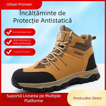 Pantofi de protecție anti-statice pentru bărbați, înalți, durabili la uzură și la murdărie, pentru ateliere fără praf, cu protecție din plastic a degetelor, izolați