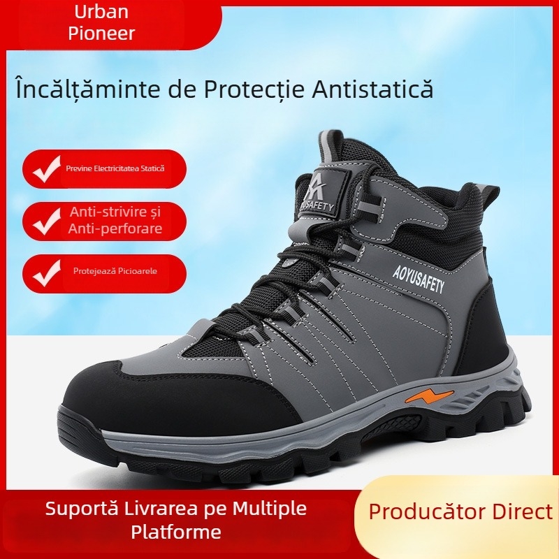Pantofi de protecție anti-statice pentru bărbați, înalți, durabili la uzură și la murdărie, pentru ateliere fără praf, cu protecție din plastic a degetelor, izolați