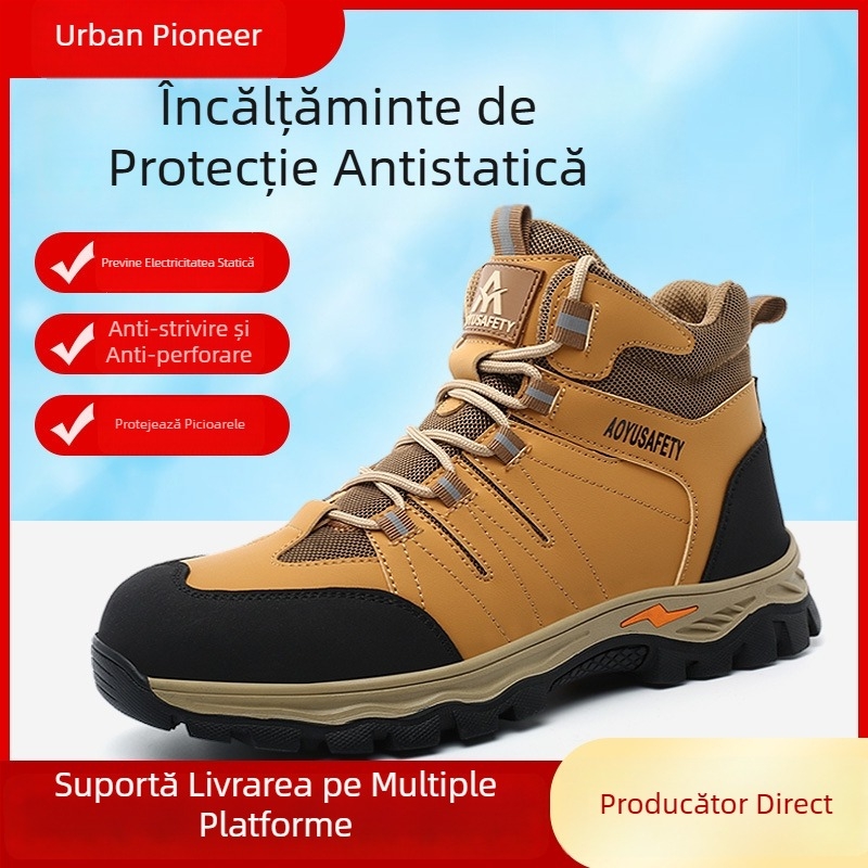 Pantofi de protecție anti-statice pentru bărbați, înalți, durabili la uzură și la murdărie, pentru ateliere fără praf, cu protecție din plastic a degetelor, izolați