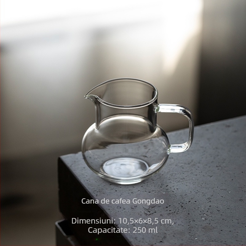 Pahar din borosilicat rezistent la temperaturi înalte, cu mâner, transparent pentru ceai și cafea, recipient pentru servire comună pentru cafea preparată manual