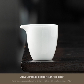 Cupa Gongdao din porțelan tip Ice-Type, set Kung Fu ceai din porțelan alb Dehua, gaiwan cu capac din trei piese pentru casă și birou, ceainic și ceașcă de ceai