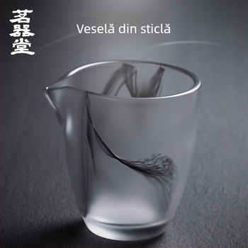 Set Gongfu de ceai din sticlă, mare, rezistent la căldură, finisaj glazură cerneală, stil japonez, ceainic de turnare și pahare de servire