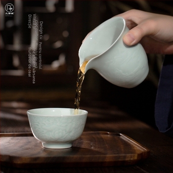 Filtru ceramic pentru ceai și divizor pentru ceremonia Kung Fu, ceașcă cu design peisaj